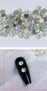 Glänzende flache Strasssteine für atemberaubende Nail-Art-Designs, lebendige AB-Glasdiamanten.