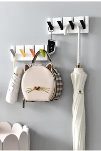 Modern wall-mounted piano coat hooks, nail-free folding hook rack for bags, hats and umbrellas.