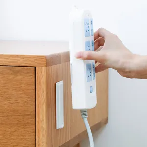 Self Adhesive Power Strip Holder Wall Mounted Punch Free Socket Bracket Plastic Multi Functional Cable Organizer Storage