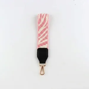 Rosa weiße perlen handschlaufe zebra muster schlüsselanhänger handykette taschenanhänger stilvoll