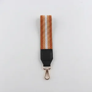 Handgefertigter Kleiner Glasperlen Gewebter Schlüsselanhänger Armband Mehrfarbig Gestreift Telefon Lanyard Tasche Schlüsselring Damen Schmuck Zubehör