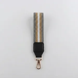 Handgefertigte 2mm Perlen Handschlaufe, mehrfarbig gestreifter Schlüsselanhänger Handyband.