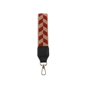 Geflochtene Perlen Handschlaufe für Schlüssel und Handy, elegantes Zickzack-Design.
