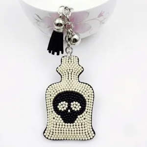 Porte-clés Gland Bouteille Crâne En Perles De Verre Vintage Style Y2K Sweet Cool Bijou De Sac Pendentif Décoratif