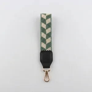 Handgemachte Perlen Handschlaufe, grüne Chevron Rocailles Handyband und Schlüsselanhänger.