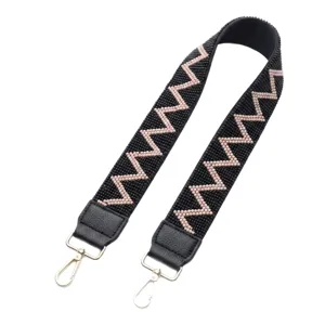 Ethno perlenbesetzter breiter taschengurt ersatz schultergurt mit goldener hardware leder.