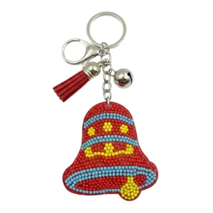 Weihnachten Perlen Glocke Schlüsselanhänger, handgemachte Saat Perlen Tasche Anhänger mit Quaste.