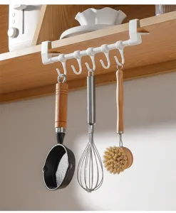 Under shelf kitchen hook rack white multi-functional cabinet storage organizer for tools.
