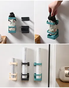 Wall-mounted punch-free umbrella rack home organizer draining storage holder for entryway kitchen