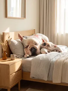 Cute soft French bulldog plush pillow, realistic 3D animal doll for cozy home bedroom decor.