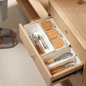 Japanese Style Retractable Drawer Organizer Plastic Storage Box Adjustable Compartment Dividers For Kitchen Drawer