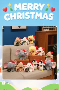Cute Christmas plush toy set with rabbit, penguin, elephant and duck dolls for kids
