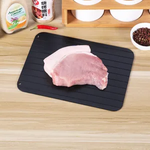 Vassoio di sbrinamento rapido in alluminio nero per carne e pesce, piastra di scongelamento.