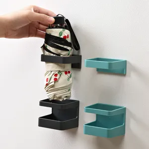 Wall-mounted umbrella rack punch-free drain storage holder set for entryway living room.