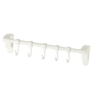 Over door kitchen shelf hook rack white multi-functional hanging rod with 6 hooks