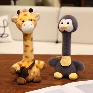 Cute long neck plush toys set, funny shaking animal stuffed dolls for kids room decor.