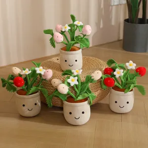 Cartoon Potplant Pluche Speelgoed Aardbei Oranje Bloempot Knuffelpop Voor Meisjes Tas Sleutelhanger Woondecoratie Cadeau