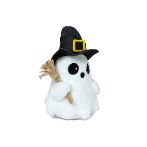 Halloween ghost plush toy cute white witch hat doll soft stuffed festival gift for kids
