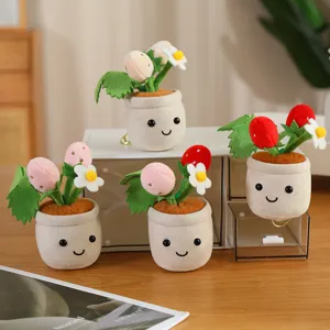 Schattige cartoon aardbei pot pluche pop sleutelhanger pluizige tas charme speelgoed