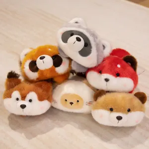 Schattige pluche koelkastmagneet set, zachte knuffel wasbeer en vos poppen voor thuisdecoratie.