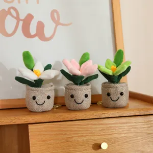 Simpatici portachiavi vaso di fiori in peluche, morbidi ciondoli pianta in vaso.
