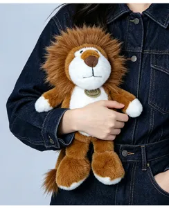 Close-up view of the cute fluffy lion plush toy, showcasing soft mane and charming face.