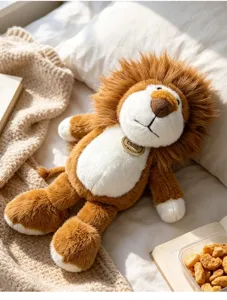 Cute simulated lion plush toy, soft stuffed animal doll, kids comforting and gifts.