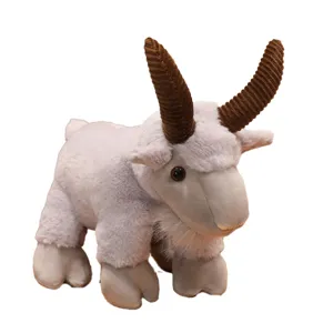 Cute Big Horn Sheep Plush Toy Stuffed Animal Doll Soft Ram Toy for Kids Birthday Gift