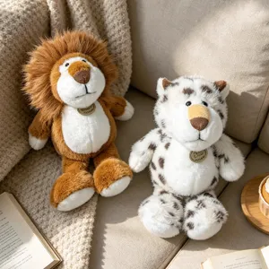 Cute simulation lion leopard plush toy soft stuffed animal doll for kids birthday gift