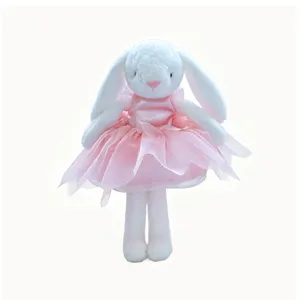 Lindo juguete de peluche de conejo blanco con falda tutu rosa muneca suave para ninos