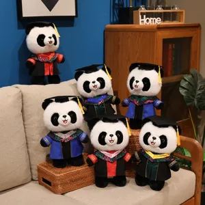Mignon Dessin Animé Panda Peluche Remise des Diplômes Animal en Peluche Doux Chapeau de Docteur Uniforme de Bachelor Poupée Cadeau Enfants