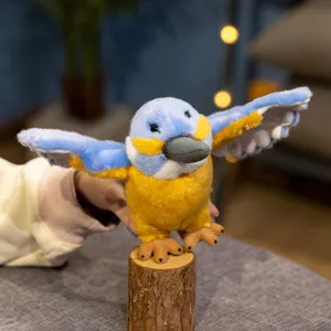 Cute realistic kingfisher plush toy stuffed blue bird doll for kids birthday gift main view