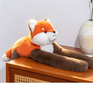 Cute plush fox stuffed doll with long arms soft hugging pillow for children and home decor
