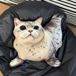 Cute cat seal plush pillow creative funny stuffed animal soft toy home decor cute pillow gift
