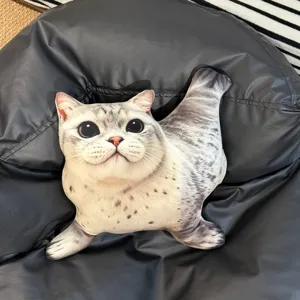 Cute seal cat plush pillow creative animal stuffed toy soft doll for home decor sofa