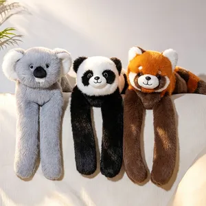 Cute Lying Animal Plush Toy Long Arm Cat Panda Fox Koala Husky Soft Stuffed Doll For Kids Comfort Pillow Home Decor
