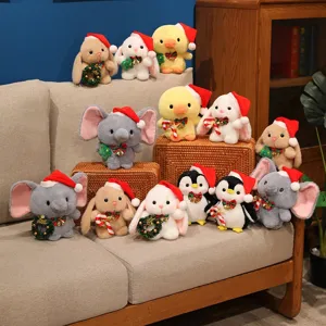 Cute Christmas Stuffed Animal Plush Toy Rabbit Duck Elephant Penguin Doll Soft Kids Holiday Companion Gift