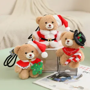 Niedlicher Weihnachtsbär Plüsch Anhänger Spielzeug Puppe Feiertag Dekoration weiches Deko