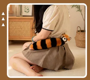 Lindo juguete de cinturón de cola de peluche, accesorio de animal de peluche rayado naranja.
