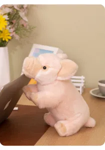 Cute pink pig plush toy cute stuffed animal soft doll for kids room decor bedside companion