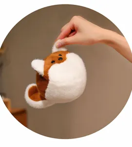 Cute round plush cat toy detail, soft fluffy stuffed animal for stress relief and kids hug.