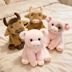 Süßes Sitzendes Schwein Und Kuh Plüschtier Stofftier Weiche Puppe Kinder Beruhigender Begleiter Spielzeug