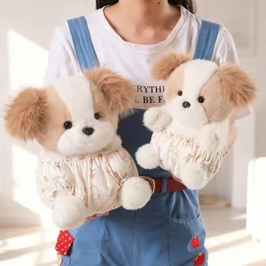 Cute Dressed Puppy Plush Toy Stuffed Animal Soft Doll Polyester Fiber Kids Soothing Companion Birthday Gift