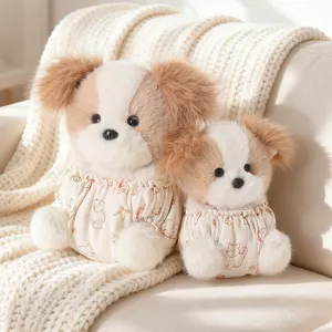 Cute dressed puppy plush toy soft teddy dog doll for children soothing companion gift