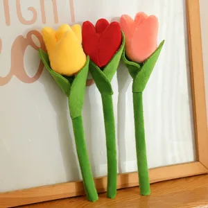 Plush tulip flower toy simulation bouquet home decor cute stuffed plant ornament gift doll