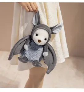 Simpatico peluche pipistrello grigio morbido animale di peluche bambola fantasma per bambini
