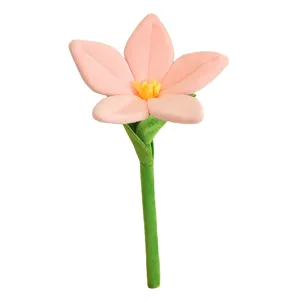 Cute pink plush flower toy stuffed plant doll for home decor and adorable room decoration.