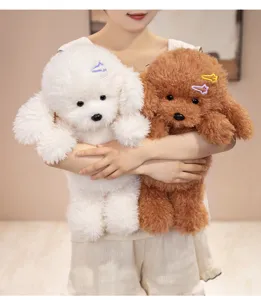 Cute plush toy poodle stuffed dog doll soft companion gift for kids and girls birthday