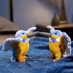 Cute simulation kingfisher plush toy blue bird doll soft stuffed animal gift for kids