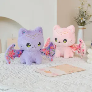 Cute Bat Cat Plush Toy Stuffed Animal Doll Bag Keychain Pendant Cartoon Soft Animal Doll Pendant Gift For Kids